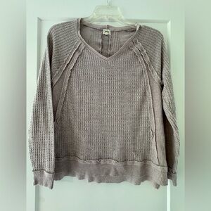 Women's V-Neck Sweater light pink/gray color.
